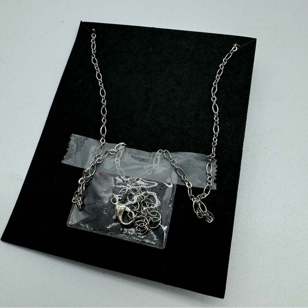 Halloween Necklace 18 inches with Extender Black Silver Orange Costume Jewelry - Picture 4 of 5
